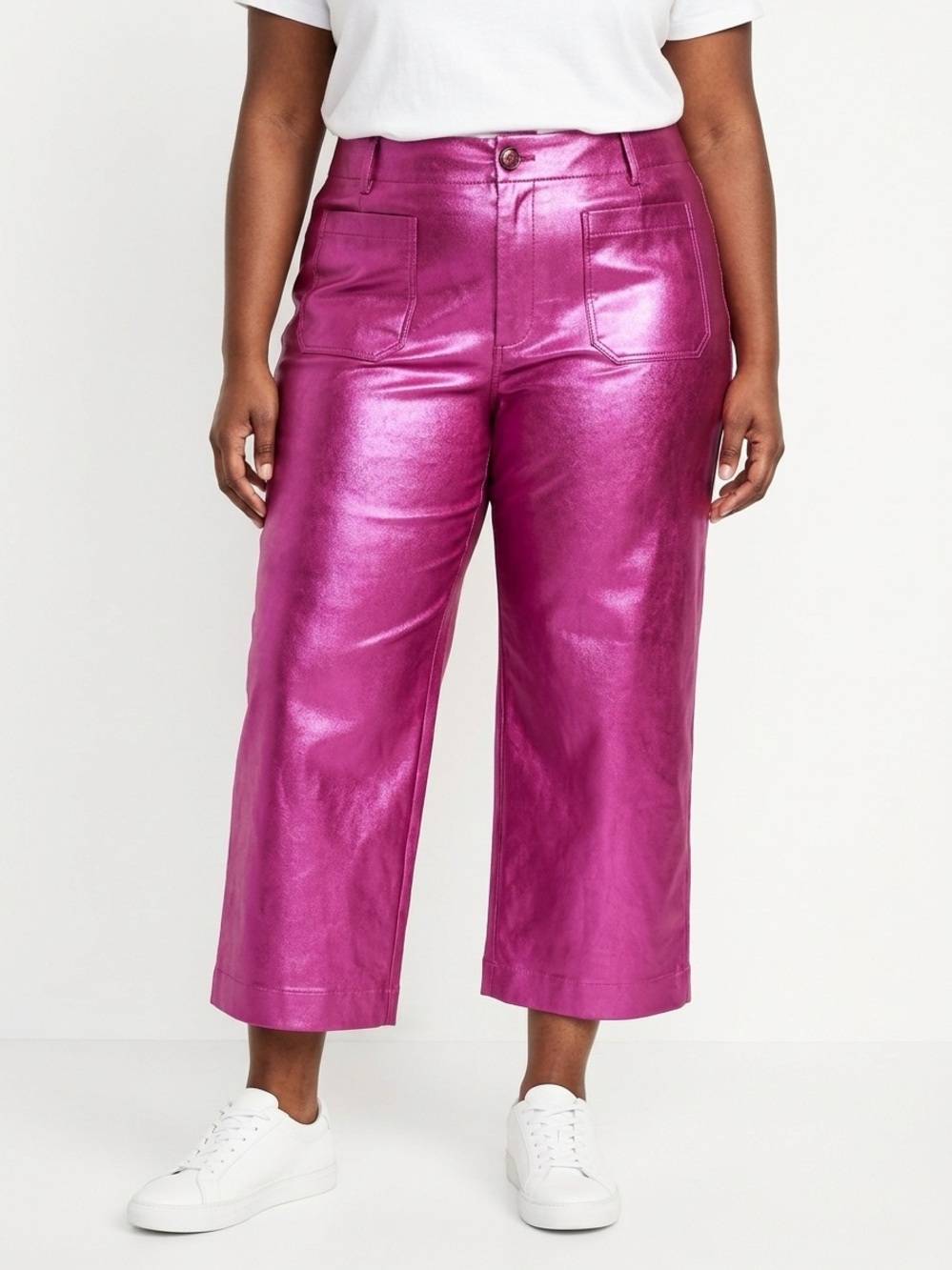 ANTHROPOLOGIE | MAEVE Colette Metallic Pink Wide-Leg Crop Pants Women’s Size 18
